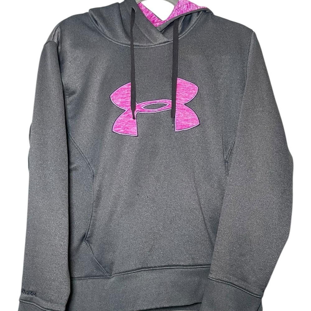 Under Armour Large Hoodie Sweatshirt Top UA Sweaters Pink Grey Casual Athleisure - Picture 6 of 11